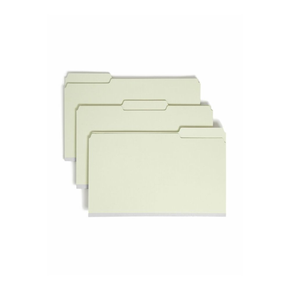 Smead 1/3 Tab Cut Legal Recycled Top Tab File Folder - 8 1/2" x 14" - 2" Expansion - Top Tab Location - Assorted Tab Position - 25 pt. - Pressboard - Gray, Green - Heavy Duty, Rounded Corner, Wear Res. Picture 7
