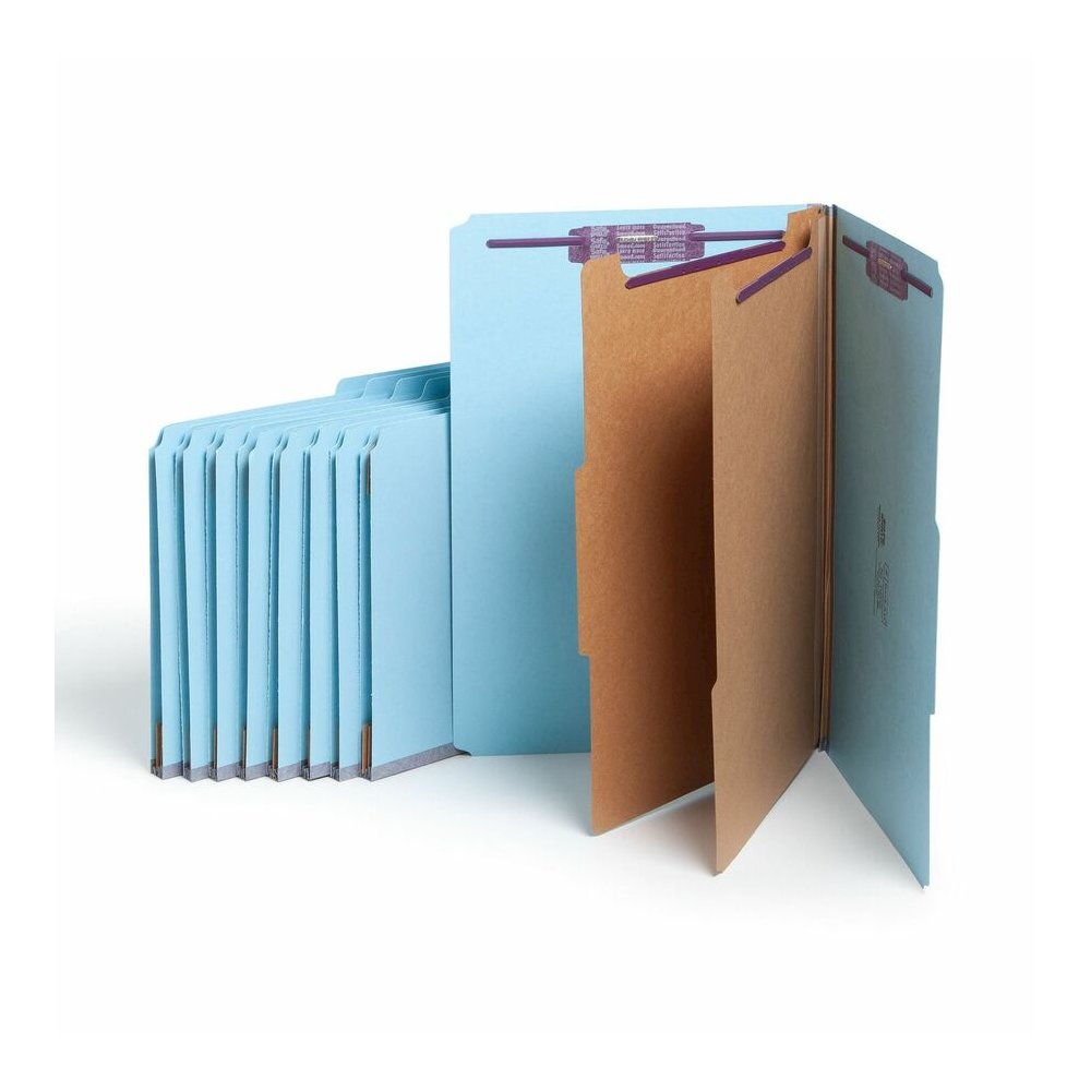 Smead SafeSHIELD 2/5 Tab Cut Legal Recycled Classification Folder - 8 1/2" x 14" - 2" Expansion - 2 x 2S Fastener - 2" for Folder - Top Tab Location - Right of Center Tab Position - 2 Divider - 25 pt.. Picture 3