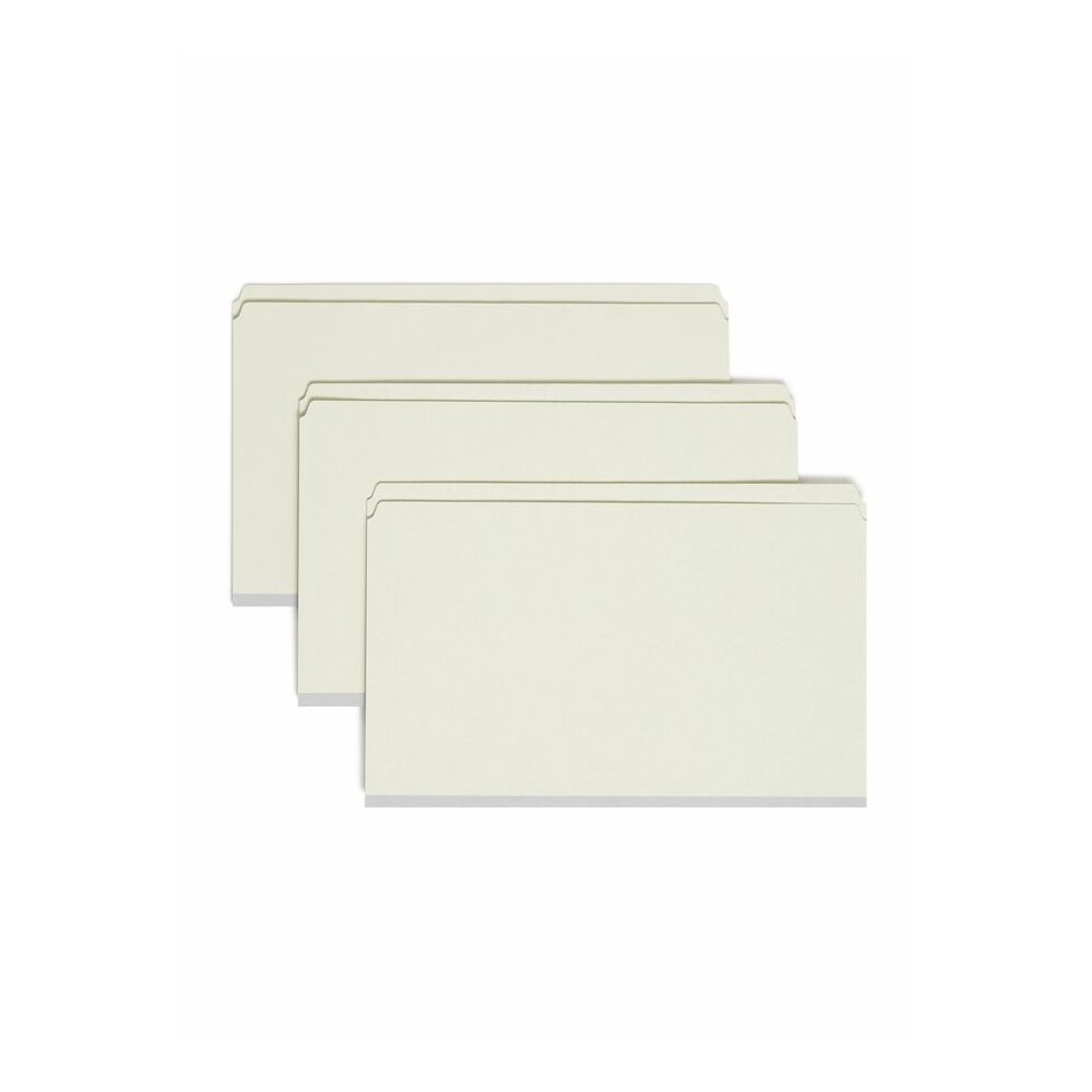 Smead Straight Tab Cut Legal Recycled Fastener Folder - 8 1/2" x 14" - 2" Expansion - 2 x 2S Fastener - 2" for Folder - 25 pt. - Pressboard - Gray, Green - Tear Resistant - 100% Recycled - 25 / Box. Picture 5