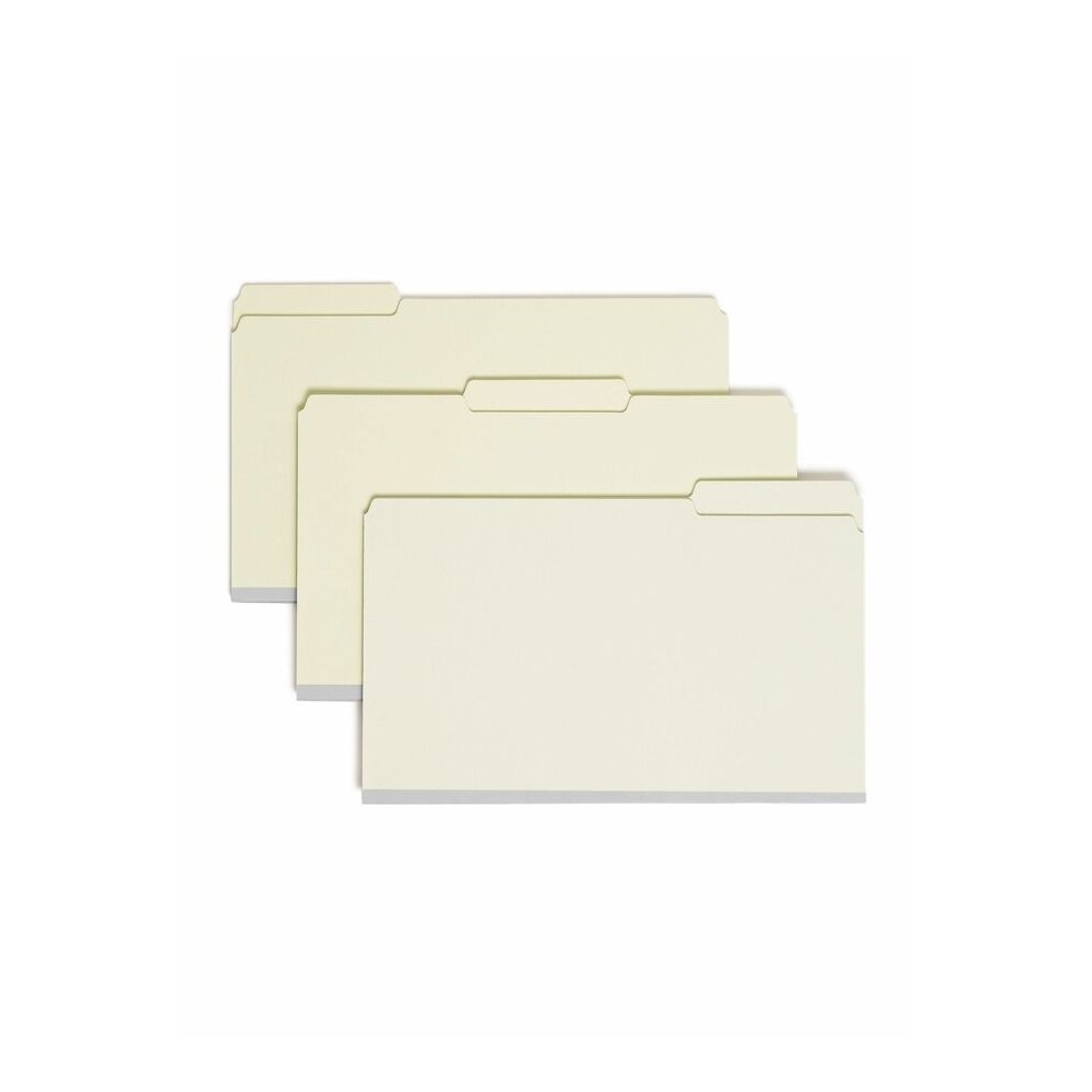 Smead 1/3 Tab Cut Legal Recycled Fastener Folder - 8 1/2" x 14" - 3" Expansion - 2 x 2S Fastener - 2" for Folder - Top Tab Location - Assorted Tab Position - 25 pt. - Pressboard - Gray, Green - Tear R. Picture 4