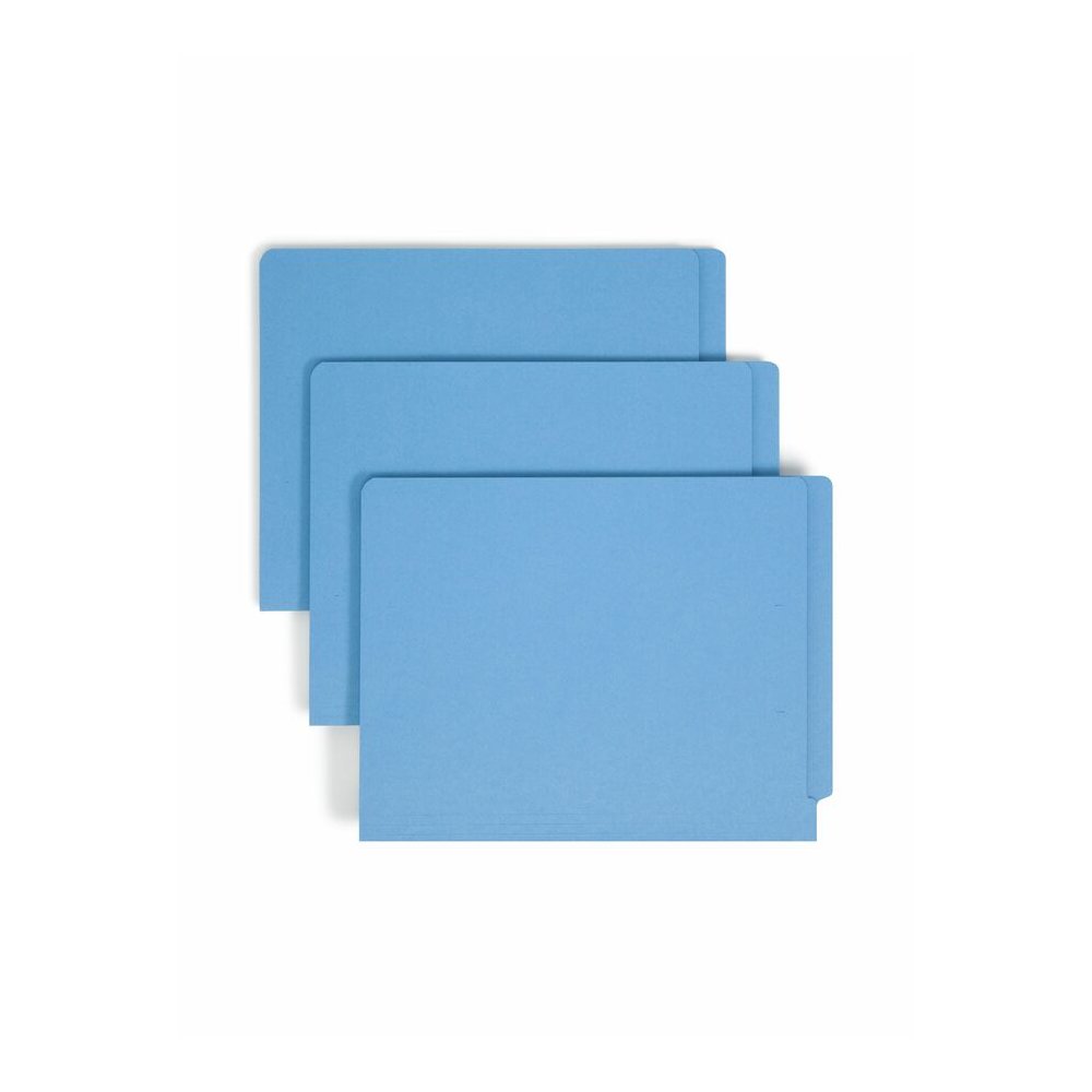 Smead Shelf-Master Straight Tab Cut Letter Recycled Fastener Folder - 8 1/2" x 11" - 3/4" Expansion - 2 x 2B Fastener - 2" for Folder - End Tab Location - 11 pt. - 2 Plys - Blue - 10% Recycled - 50 / . Picture 11