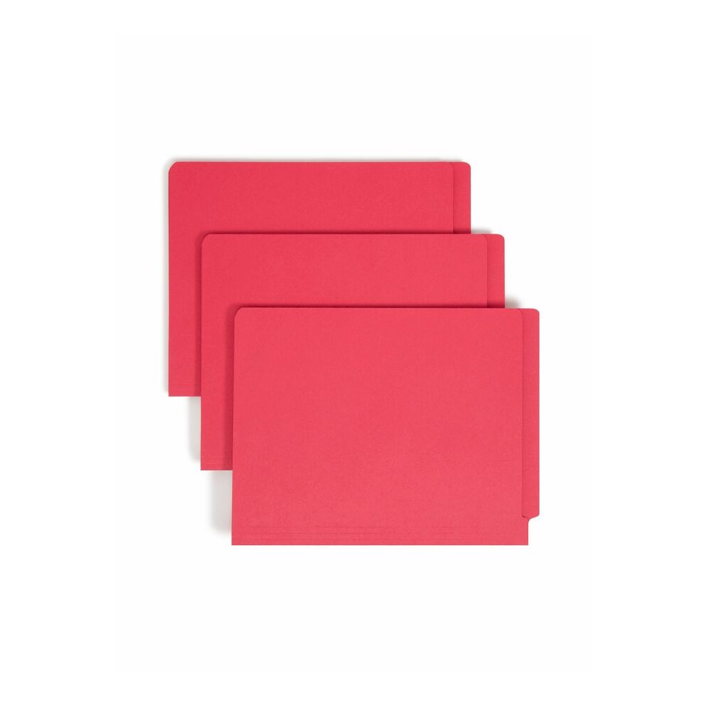 Smead Shelf-Master Straight Tab Cut Letter Recycled Fastener Folder - 8 1/2" x 11" - 3/4" Expansion - 2 x 2B Fastener - 2" for Folder - End Tab Location - 11 pt. - 2 Plys - Red - Heavyweight - 10% Rec. Picture 6