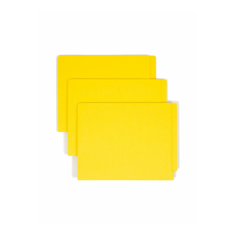 Smead Colored Straight Tab Cut Letter Recycled Fastener Folder - 8 1/2" x 11" - 3/4" Expansion - 2 x 2B Fastener - 2" for Folder - End Tab Location - 11 pt. - 2 Plys - Yellow - Heavyweight - 10% Recyc. Picture 6