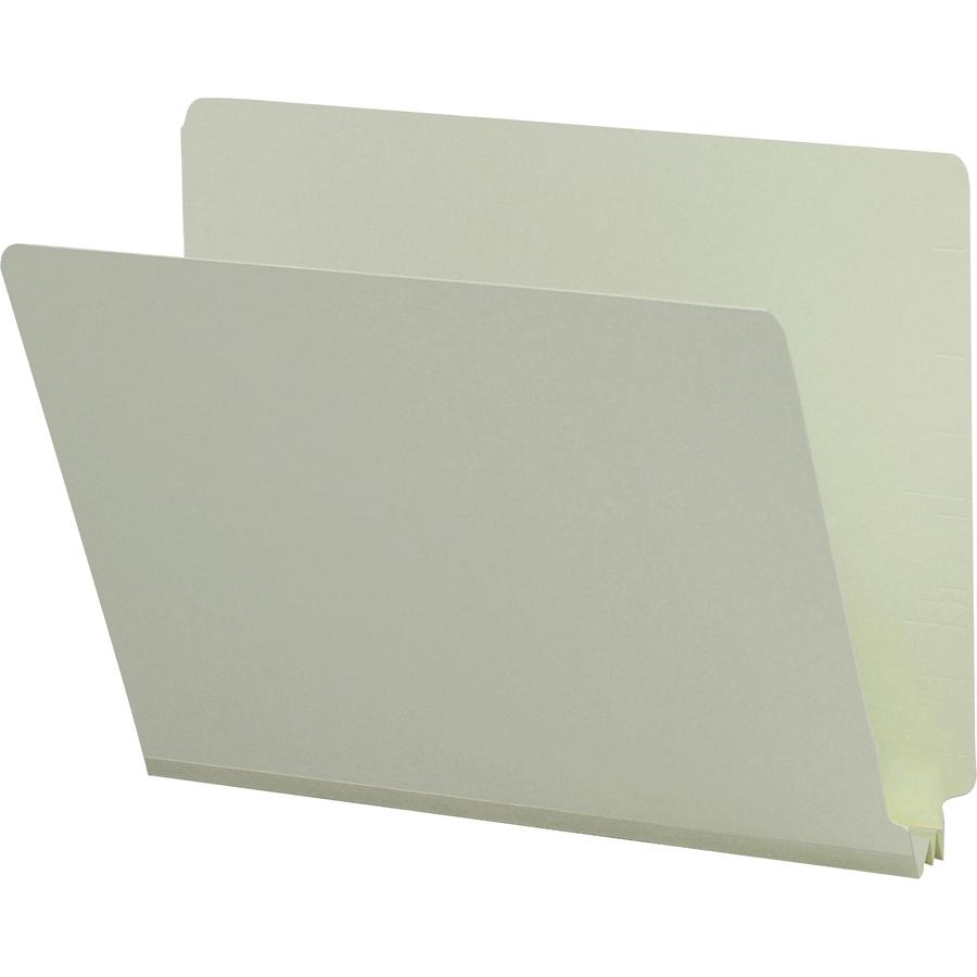Smead Shelf-Master Straight Tab Cut Letter Recycled End Tab File Folder - 8 1/2" x 11" - 2" Expansion - 25 pt. - Pressboard - Gray/Green - Heavy Duty, Tear Resistant - 100% Recycled - 25 / Box. Picture 4