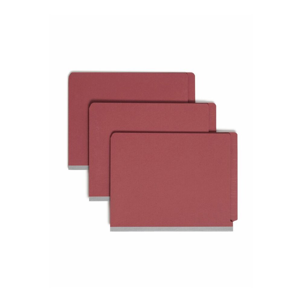 Smead Straight Tab Cut Letter Recycled Classification Folder - 8 1/2" x 11" - 2" Expansion - 2 x 2S Fastener - 2" for Folder - End Tab Location - 2 Divider - 25 pt. - Pressboard - Bright Red - 100% Re. Picture 4