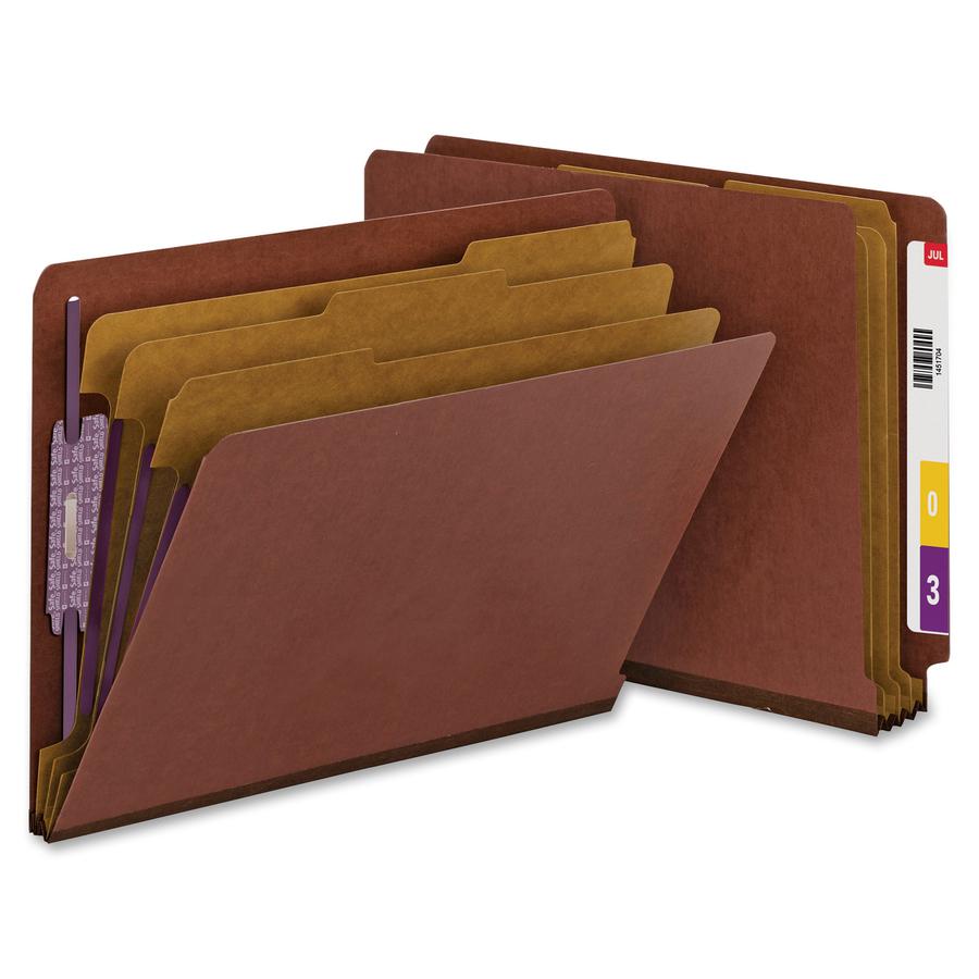 Smead 1/3 Tab Cut Letter Recycled Classification Folder - 8 1/2" x 11" - 3" Expansion - 2 x 2S Fastener(s) - 2" Fastener Capacity for Folder, 1" Fastener Capacity for Divider - End Tab Location - 3 Di. Picture 4