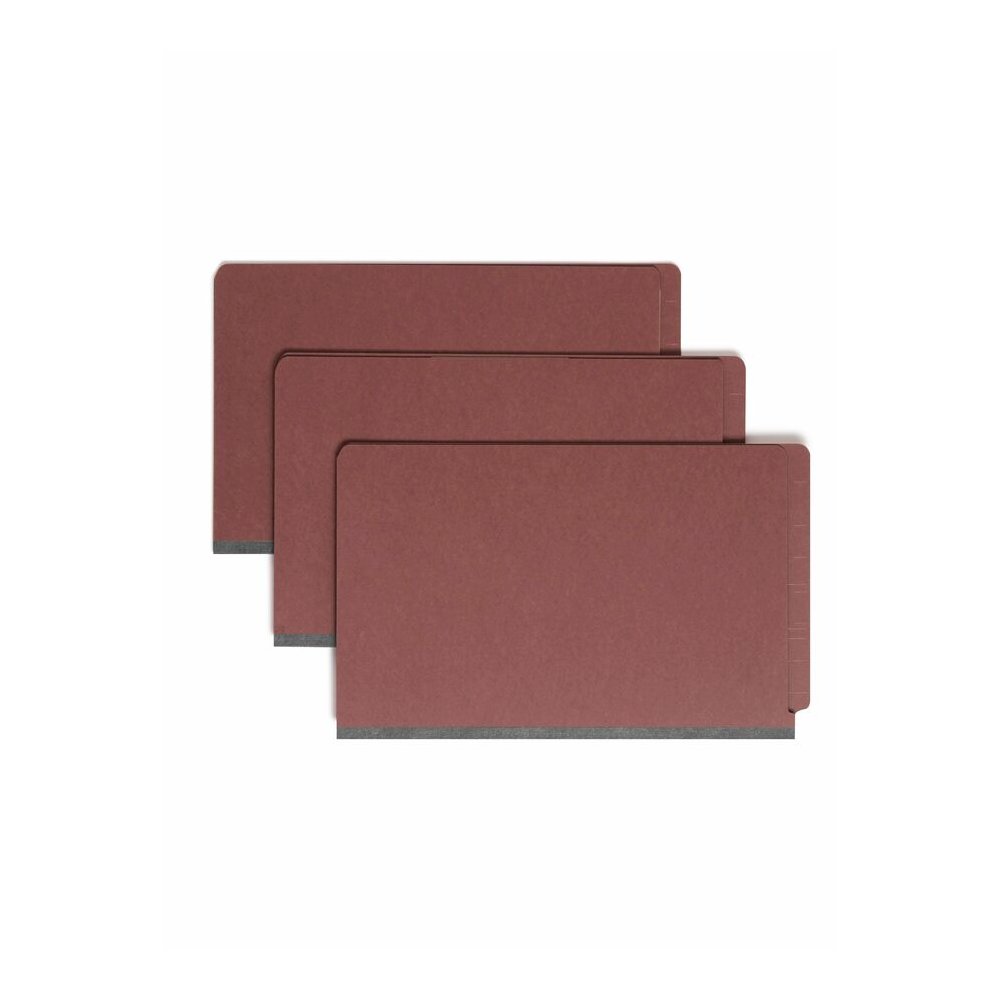 Smead Straight Tab Cut Legal Recycled Classification Folder - 8 1/2" x 14" - 2" Expansion - 2 x 2S Fastener - 2" for Folder - End Tab Location - 2 Divider - 25 pt. - Pressboard - Red - Heavy Duty, Tea. Picture 5