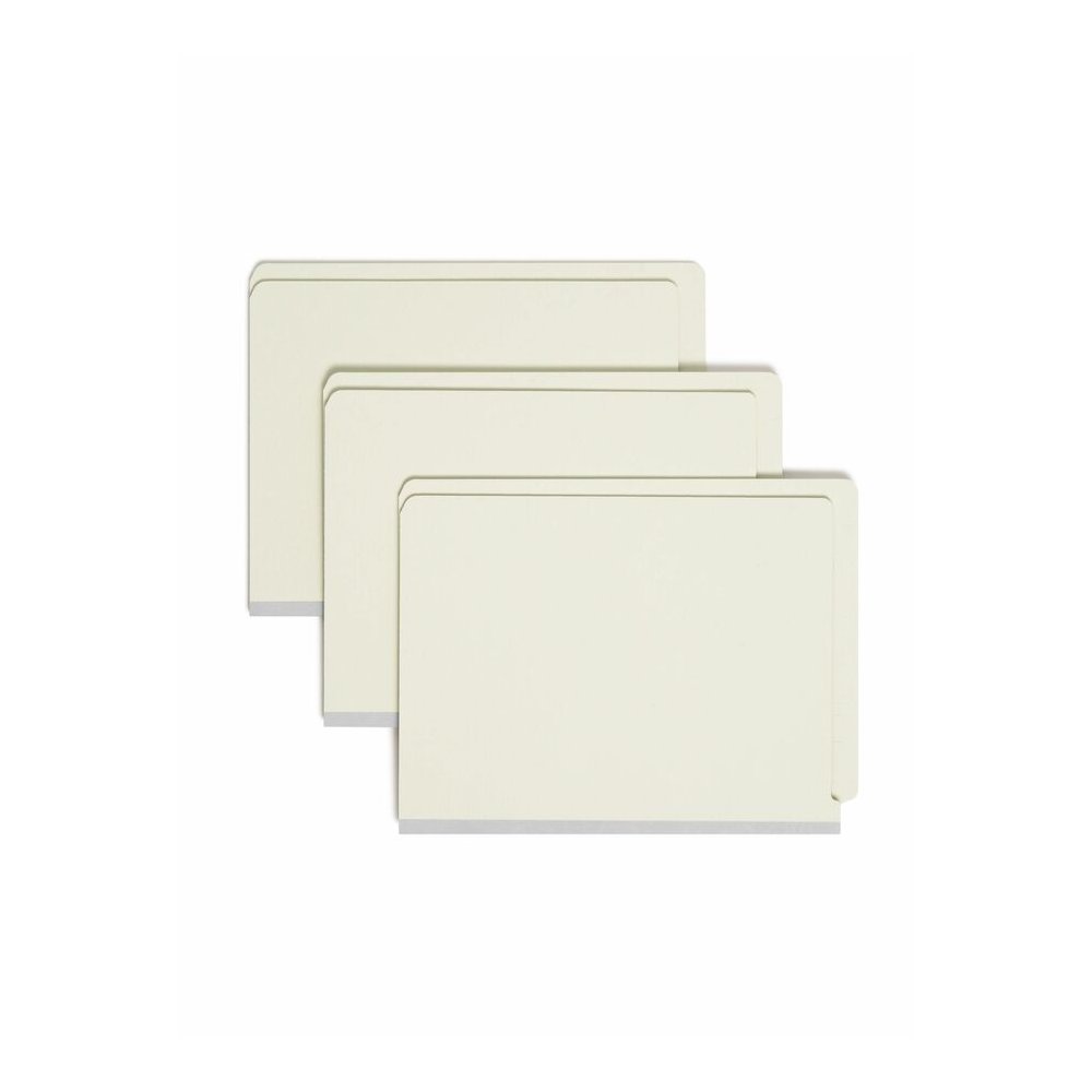 Smead Letter Recycled Fastener Folder - 8 1/2" x 11" - 2" Expansion - 2 x 2S Fastener - 2" for Folder - End Tab Location - 25 pt. - Pressboard - Gray/Green - Heavy Duty, Rounded Corner, Tear Resistant. Picture 5