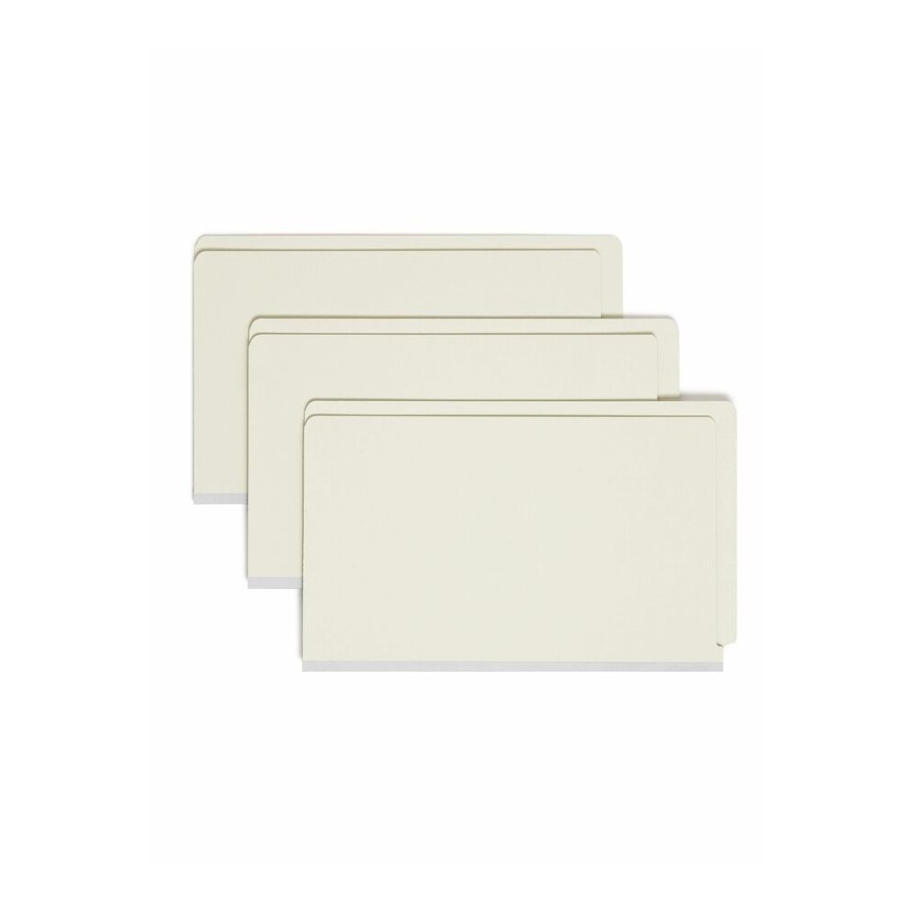 Smead Legal Recycled Fastener Folder - 8 1/2" x 14" - 1" Expansion - 2 x 2S Fastener - 2" for Folder - End Tab Location - 25 pt. - Pressboard - Gray, Green - Heavy Duty, Rounded Corner, Tear Resistant. Picture 5