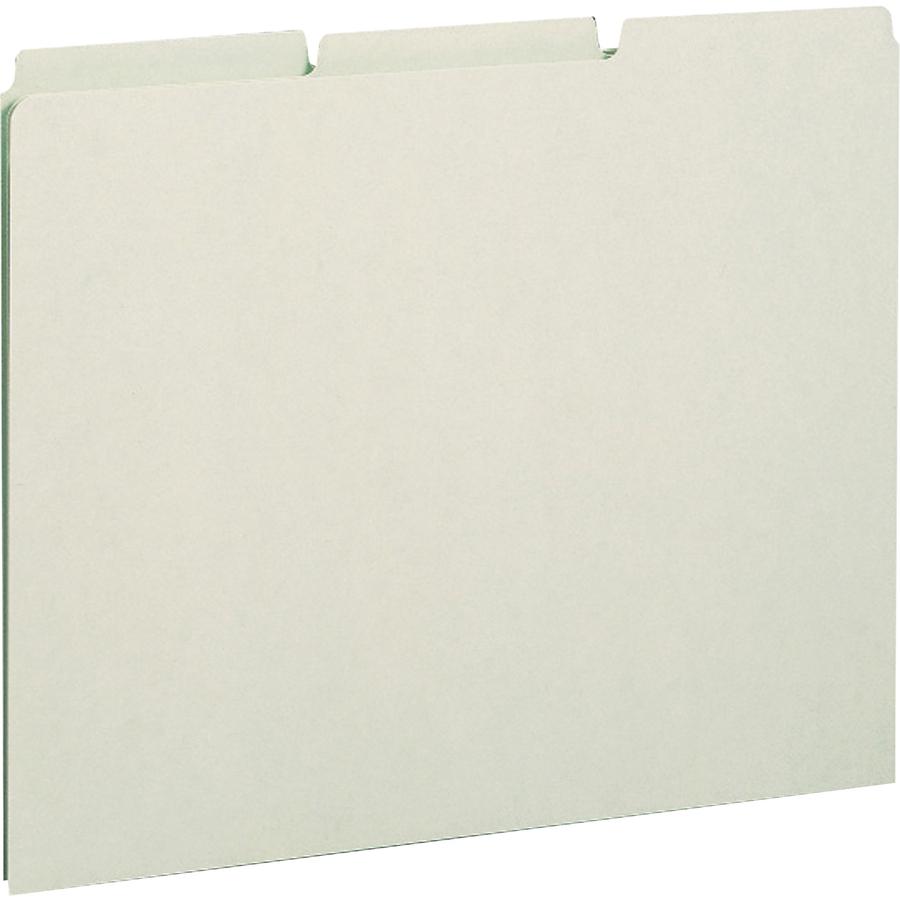 Smead Filing Guides with Blank Tab - Blank Assorted Tab(s) - Letter - Gray Pressboard, Green Tab(s) - Recycled - 100 / Box. Picture 2