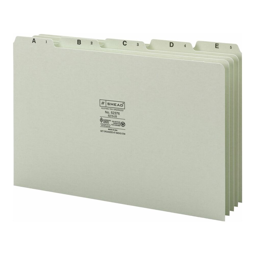 Smead A-Z 1/5 Tab Cut Recycled Legal Pressboard Guides - Assorted Tab(s) - 100% Recycled - 1 Set. Picture 2