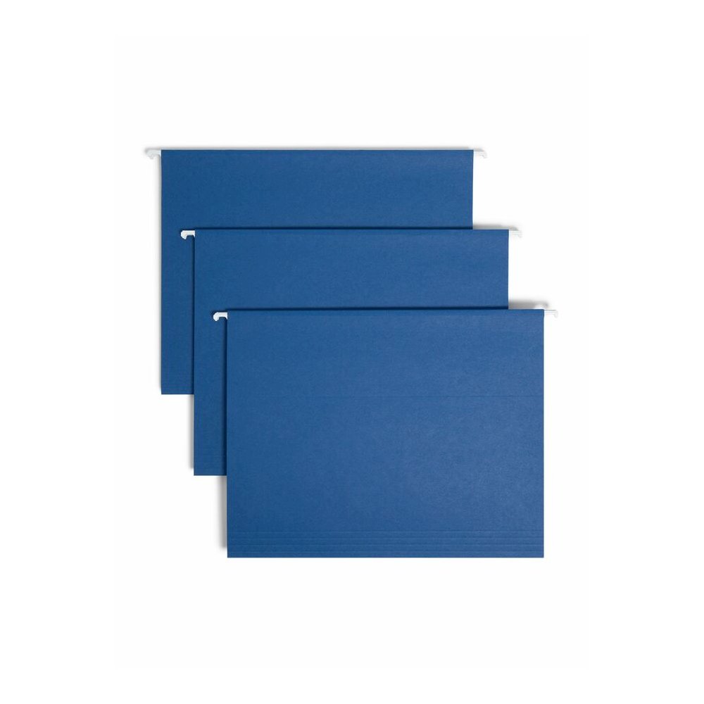 Smead 1/5 Tab Cut Letter Recycled Hanging Folder - 8 1/2" x 11" - Top Tab Location - Assorted Tab Position - 11 pt. - Vinyl - Navy Blue - Repositionable Tab - 10% Recycled - 25 / Box. Picture 7