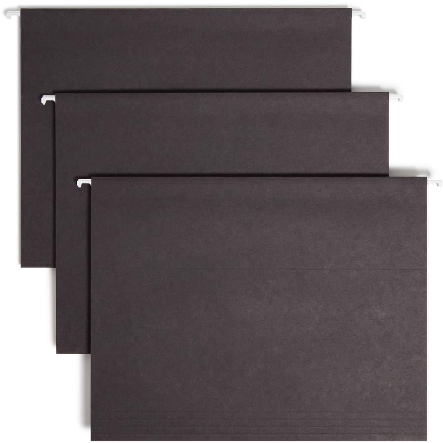 Smead Colored 1/5 Tab Cut Letter Recycled Hanging Folder - 8 1/2" x 11" - Top Tab Location - Assorted Tab Position - 11 pt. - Vinyl - Black - 10% Recycled - 25 / Box. Picture 9