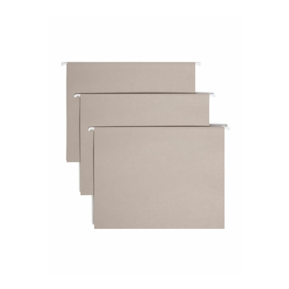 Smead Colored 1/5 Tab Cut Letter Recycled Hanging Folder - 8 1/2" x 11" - Top Tab Location - Assorted Tab Position - 11 pt. - Vinyl - Gray - 10% Recycled - 25 / Box. Picture 7