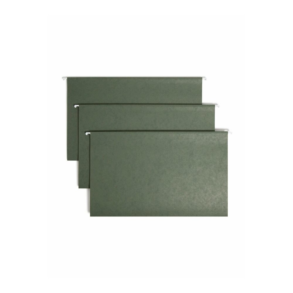 Smead 1/3 Tab Cut Legal Recycled Hanging Folder - 8 1/2" x 14" - Top Tab Location - Assorted Tab Position - 11 pt. - Vinyl - Standard Green - 10% Recycled - 25 / Box. Picture 7