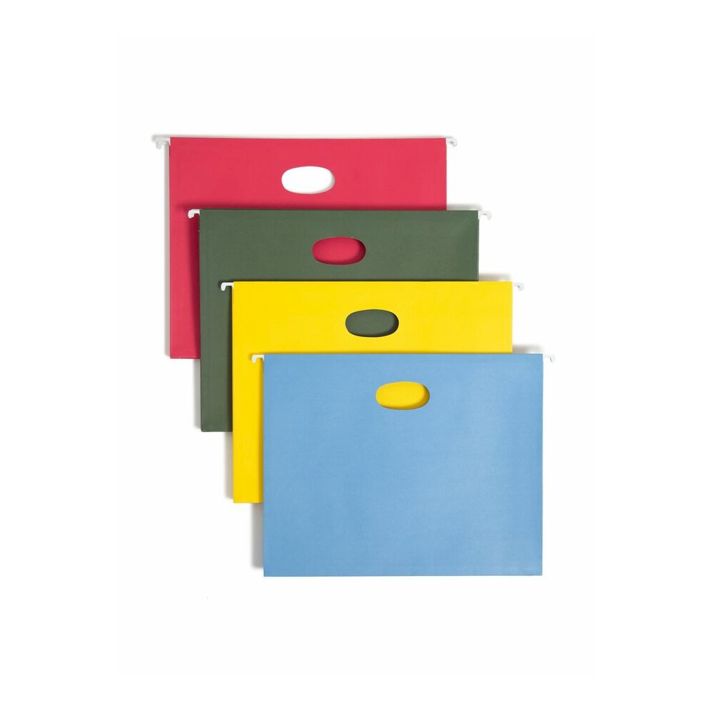 Smead Letter Recycled Hanging Folder - 8 1/2" x 11" - 3 1/2" Expansion - 11 pt. - Blue, Green, Red, Yellow - 10% Recycled - 4 / Pack. Picture 7