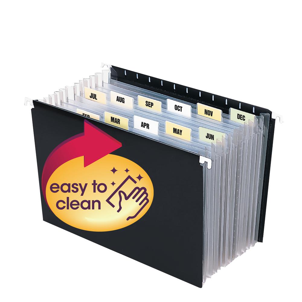 Smead Letter Expanding File - 8 1/2" x 11" - 7/8" Expansion - 13 Pocket(s) - 12 Divider(s) - Polypropylene - Black - 1 Each. Picture 2
