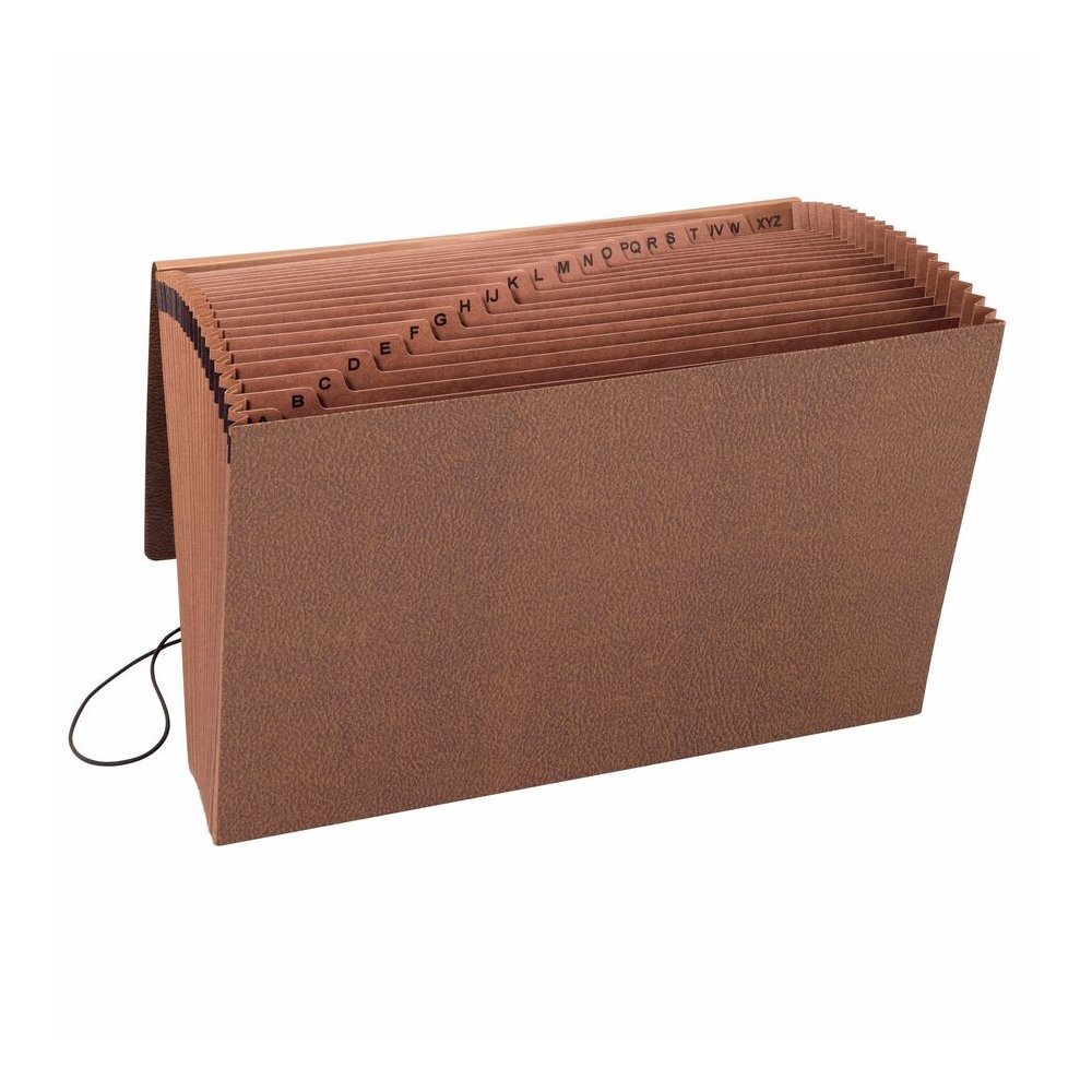 Smead Legal Recycled Expanding File - 8 1/2" x 14" - 7/8" Expansion - 21 Pocket - Redrope - Elastic Closure, Reinforced Gusset - 30% Recycled - 1 Each. Picture 5