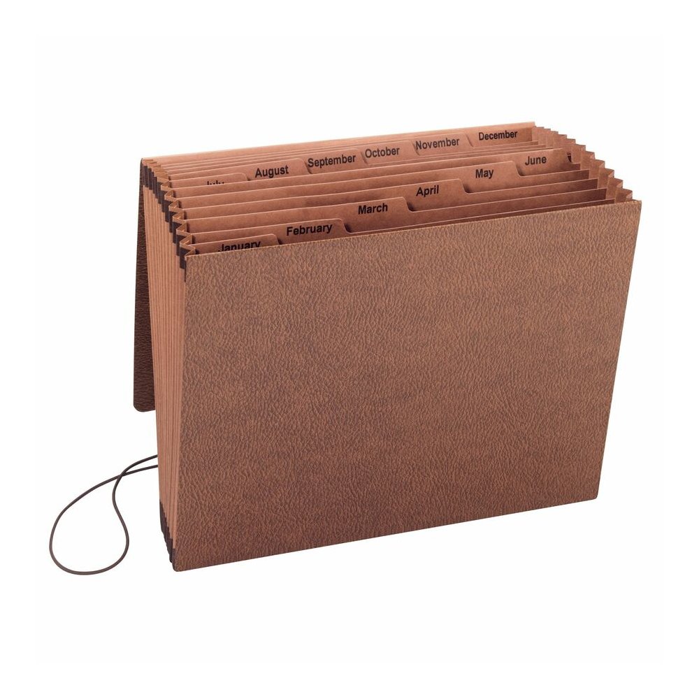 Smead Letter Recycled Expanding File - 8 1/2" x 11" - 7/8" Expansion - 12 Pocket - Redrope - Reinforced - 30% Recycled - 1 Each. Picture 2