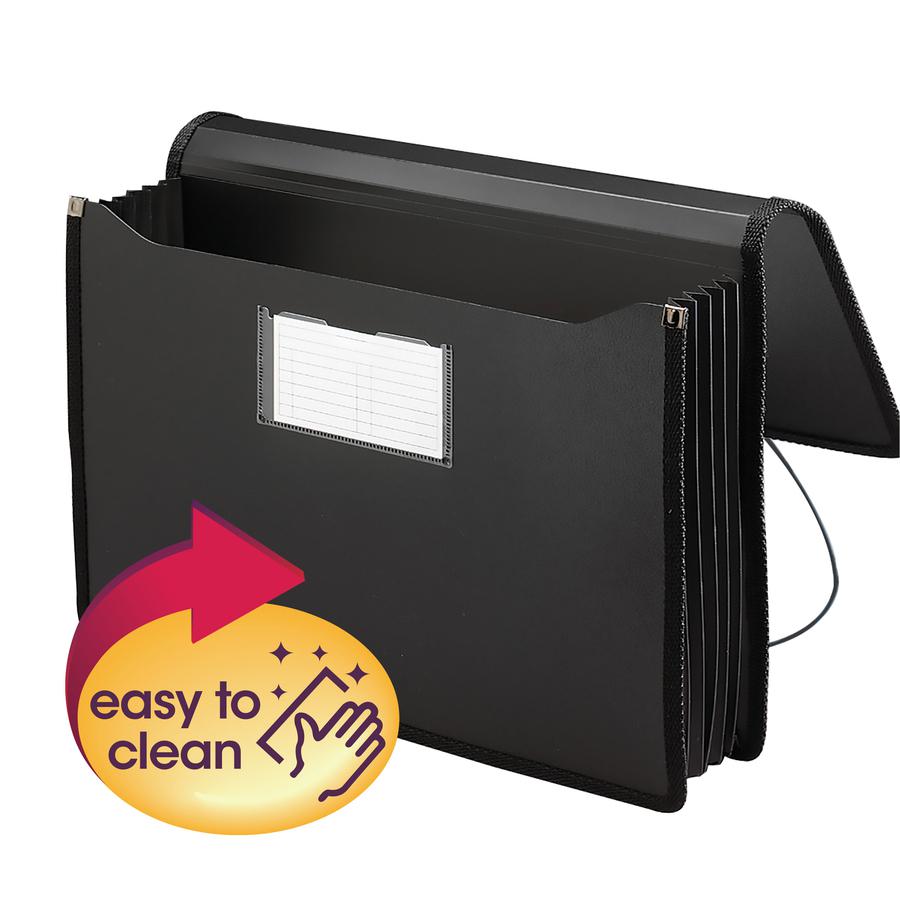 Smead Legal, Letter File Wallet - 8 1/2" x 14" , 8 1/2" x 11" - 5 1/4" Expansion - Front Pocket(s) - Rubber - Black - 1 Each. Picture 3