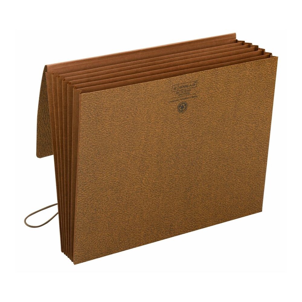 Smead Letter Recycled File Wallet - 8 1/2" x 11" - 5 1/4" Expansion - 6 Pocket - Tyvek - Redrope - Flap, Elastic Closure, Reinforced - 30% Recycled - 1 Each. Picture 2