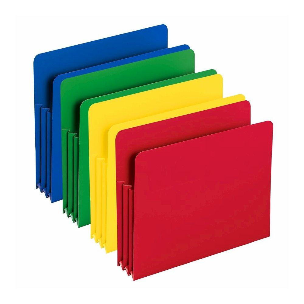Smead Straight Tab Cut Letter File Pocket - 8 1/2" x 11" - 3 1/2" Expansion - Polypropylene - Blue, Green, Red, Yellow - 4 / Pack. Picture 5