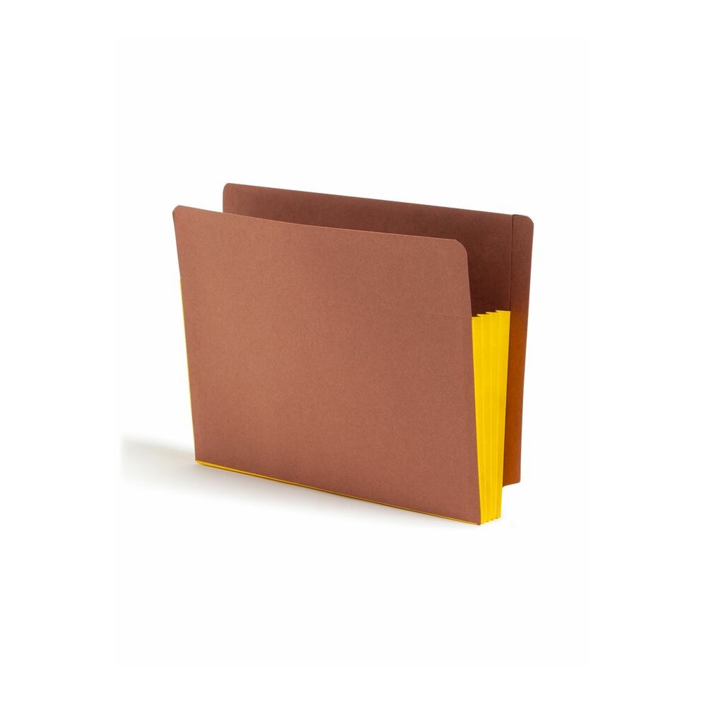 Smead Straight Tab Cut Letter Recycled File Pocket - 8 1/2" x 11" - 3 1/2" Expansion - 1 Pocket - End Tab Location - 2 Plys - Redrope - Yellow - 30% Recycled - 10 / Box. Picture 2