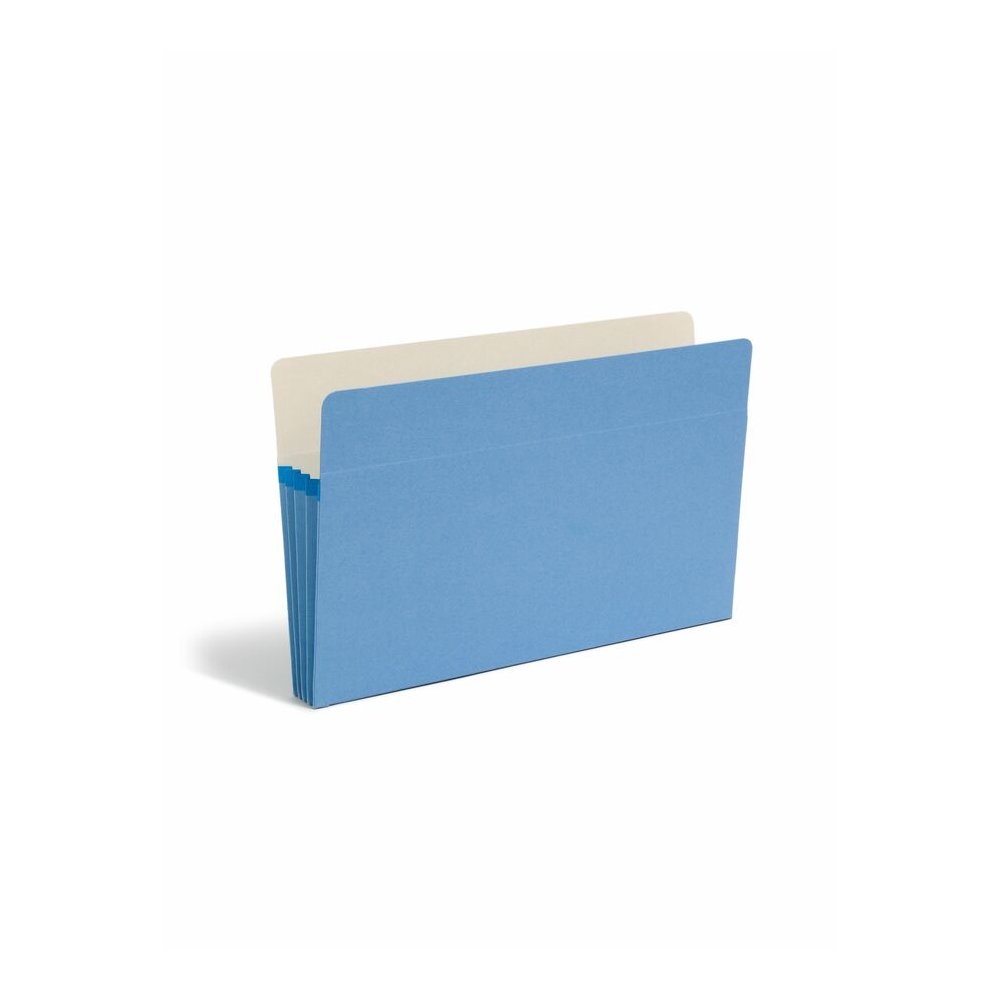 Smead Straight Tab Cut Legal Recycled File Pocket - 8 1/2" x 14" - 3 1/2" Expansion - Top Tab Location - Blue - Tear Resistant - 10% Recycled - 1 Each. Picture 7