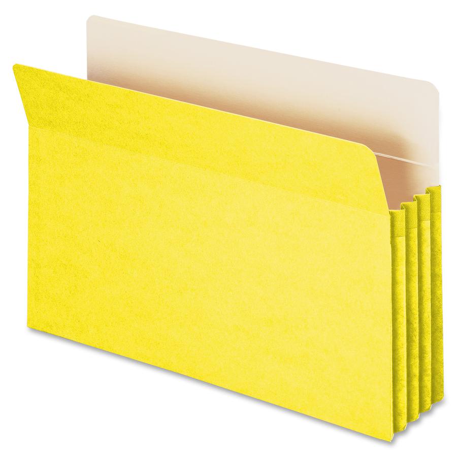 Smead Straight Tab Cut Legal Recycled File Pocket - 8 1/2" x 14" - 3 1/2" Expansion - Top Tab Location - Yellow - Tear Resistant - 10% Recycled - 1 Each. Picture 6