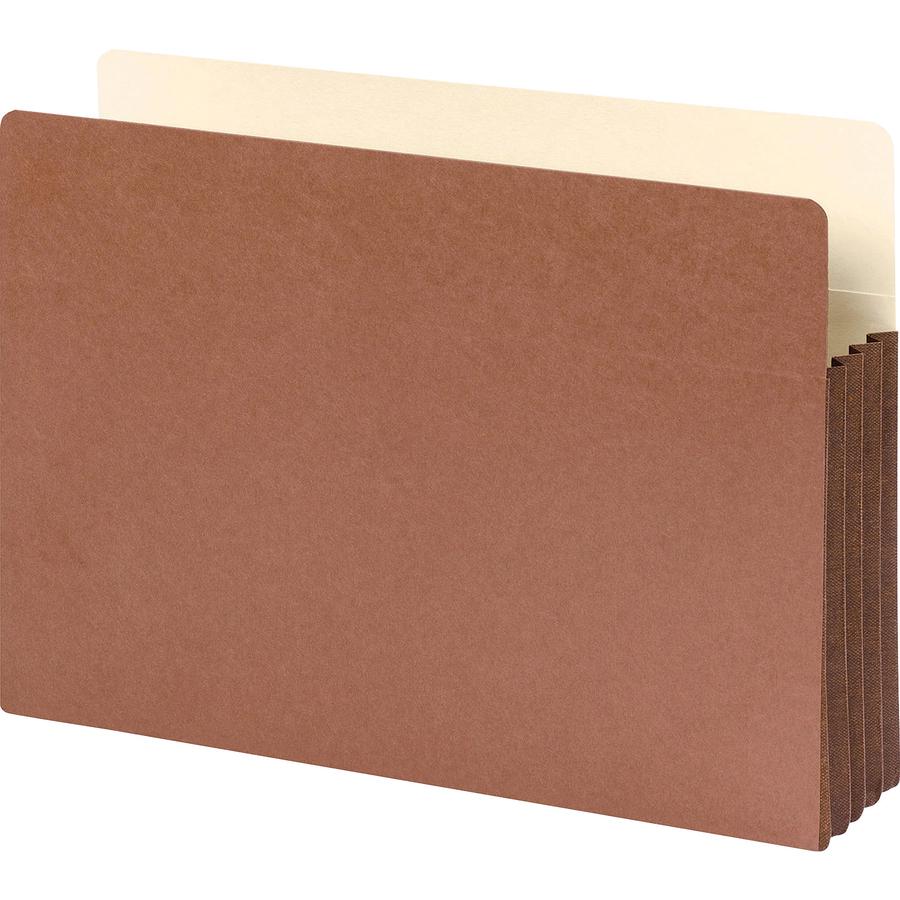 Smead Straight Tab Cut Legal Recycled File Pocket - 8 1/2" x 14" - 3 1/2" Expansion - Top Tab Location - 12.5 pt. - Redrope - Tear Resistant, Rounded Corner, Reinforced Gusset - 30% Recycled - 10 / Bo. Picture 7