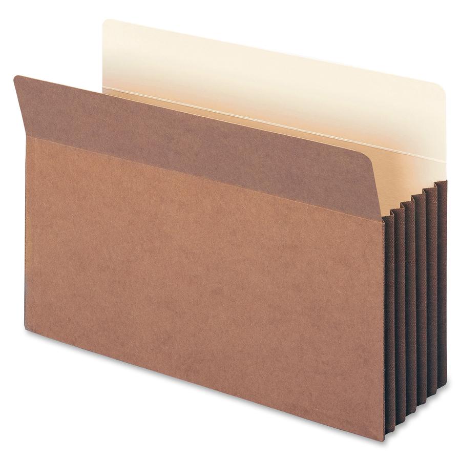Smead Straight Tab Cut Legal Recycled File Pocket - 8 1/2" x 14" - 5 1/4" Expansion - Top Tab Location - 12.5 pt. - Redrope - Tear Resistant Gusset - 30% Recycled - 10 / Box. Picture 9