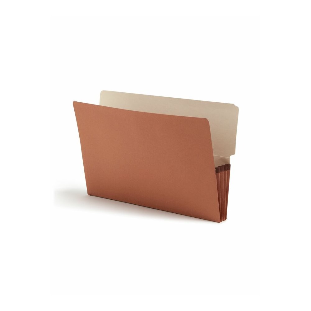 Smead Legal Recycled File Pocket - 8 1/2" x 14" - 3 1/2" Expansion - End Tab Location - Redrope - Reinforced - 30% Recycled - 10 / Box. Picture 4