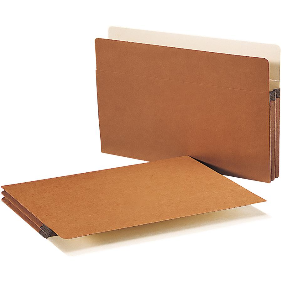 Smead Straight Tab Cut Legal Recycled File Pocket - 8 1/2" x 14" - 1 3/4" Expansion - 12.5 pt. - Redrope - Tear Proof, Reinforced Gusset, Heavyweight Cover, Rounded Corner - 30% Recycled - 50 / Box. Picture 3