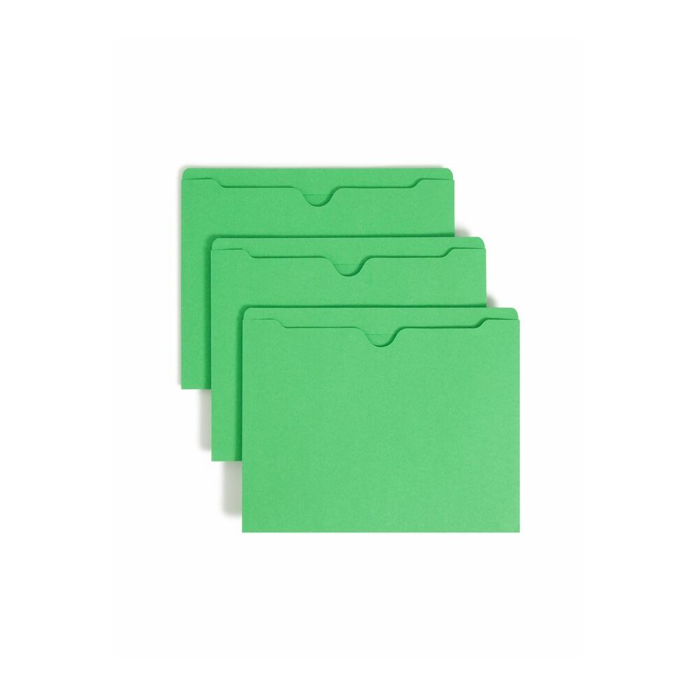 Smead Colored Straight Tab Cut Letter Recycled File Jacket - 8 1/2" x 11" - 11 pt. - 2 Plys - Green - Slip Resistant, Reinforced Tab - 10% Recycled - 100 / Box. Picture 7