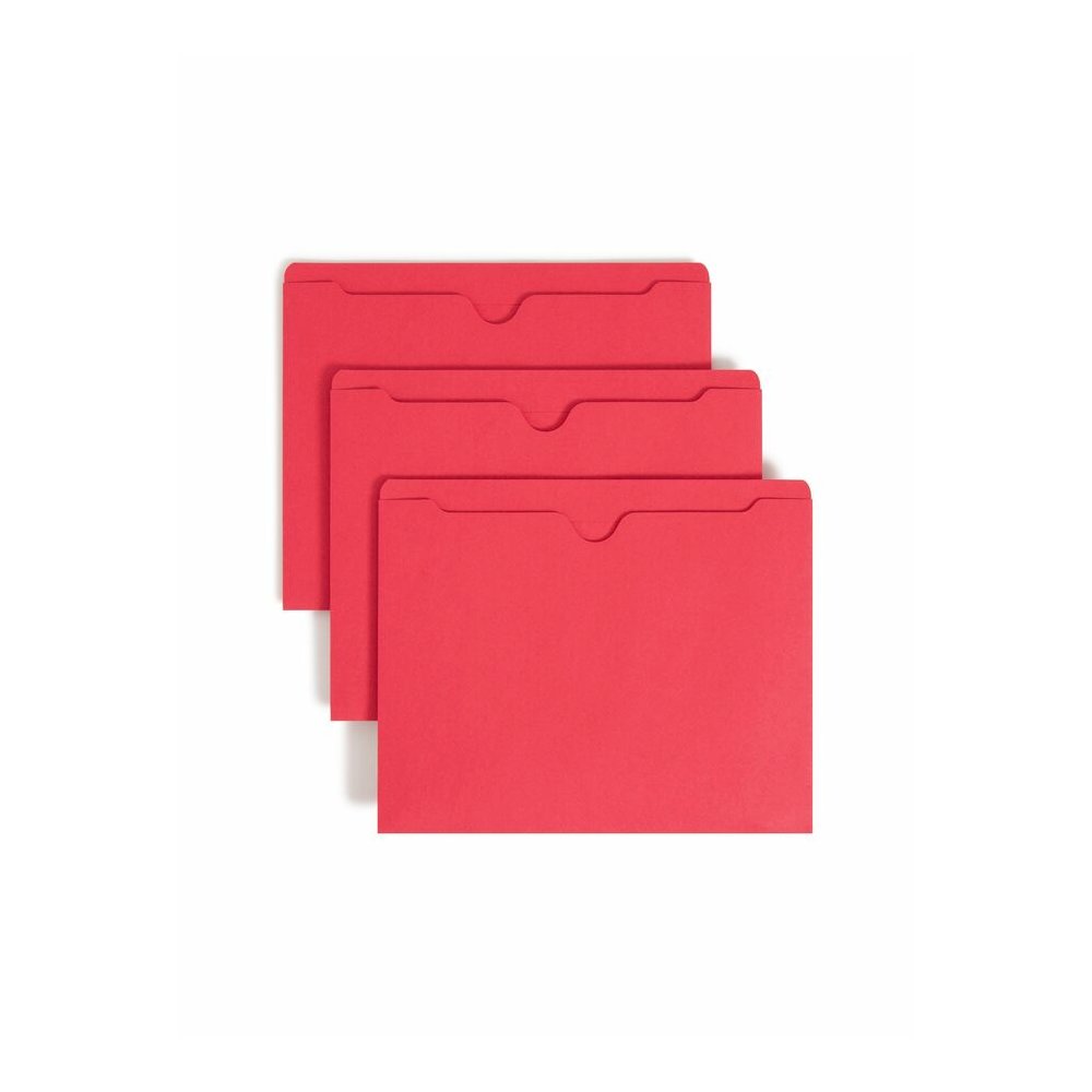 Smead Colored Straight Tab Cut Letter Recycled File Jacket - 8 1/2" x 11" - 11 pt. - 2 Plys - Red - Slip Resistant, Reinforced Tab - 10% Recycled - 100 / Box. Picture 8