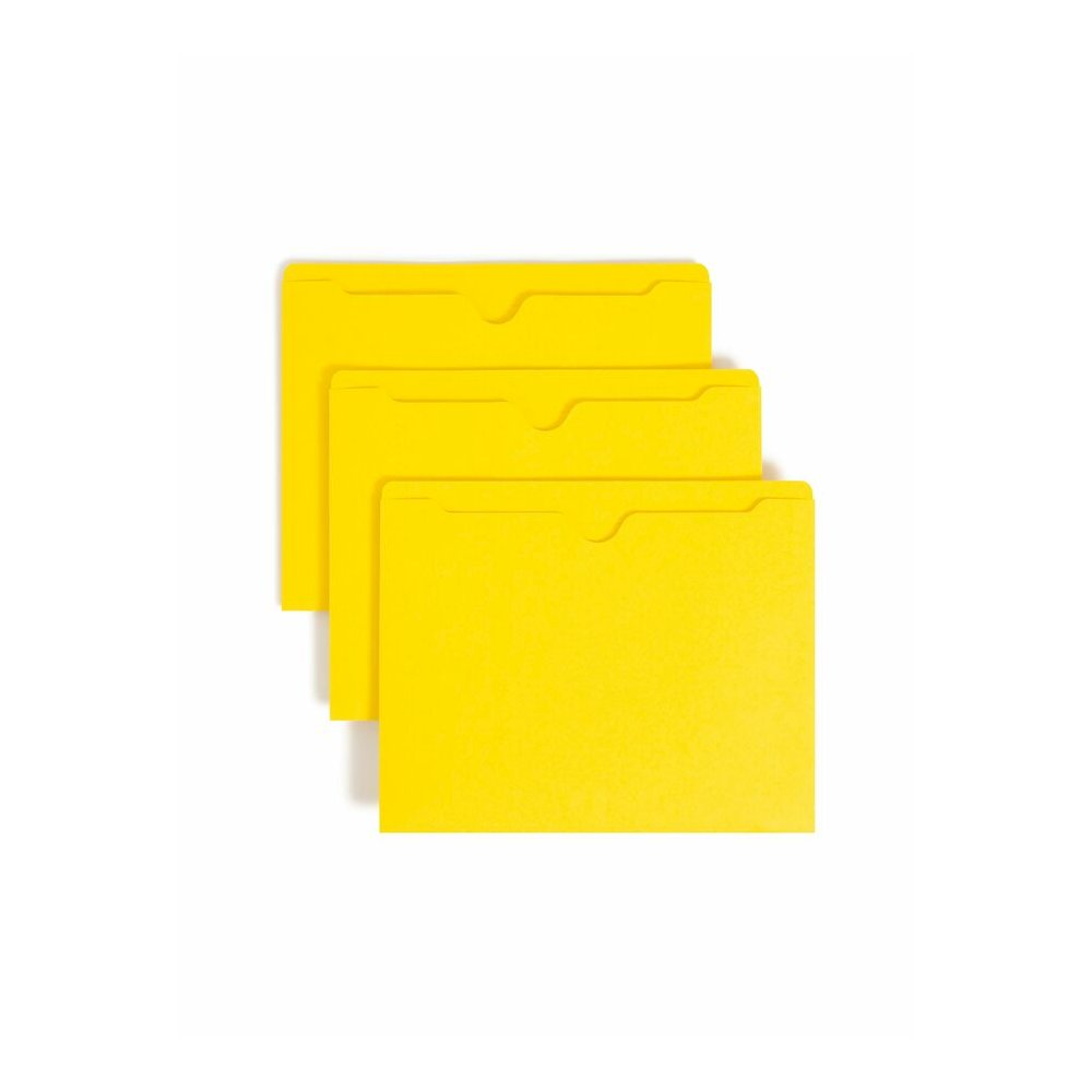 Smead Colored Straight Tab Cut Letter Recycled File Jacket - 8 1/2" x 11" - 11 pt. - 2 Plys - Yellow - Slip Resistant, Reinforced Tab - 10% Recycled - 100 / Box. Picture 7