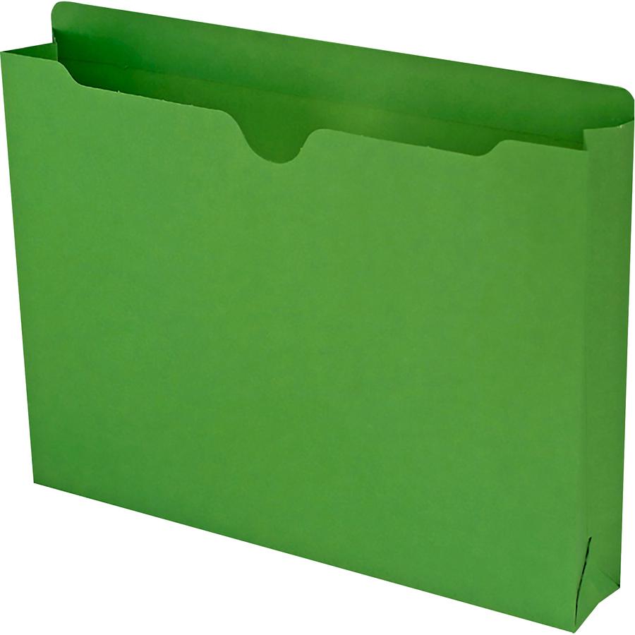 Smead Colored Straight Tab Cut Letter Recycled File Jacket - 8 1/2" x 11" - 2" Expansion - 11 pt. - 2 Plys - Green - Slip Resistant, Reinforced Tab - 10% Recycled - 50 / Box. Picture 2