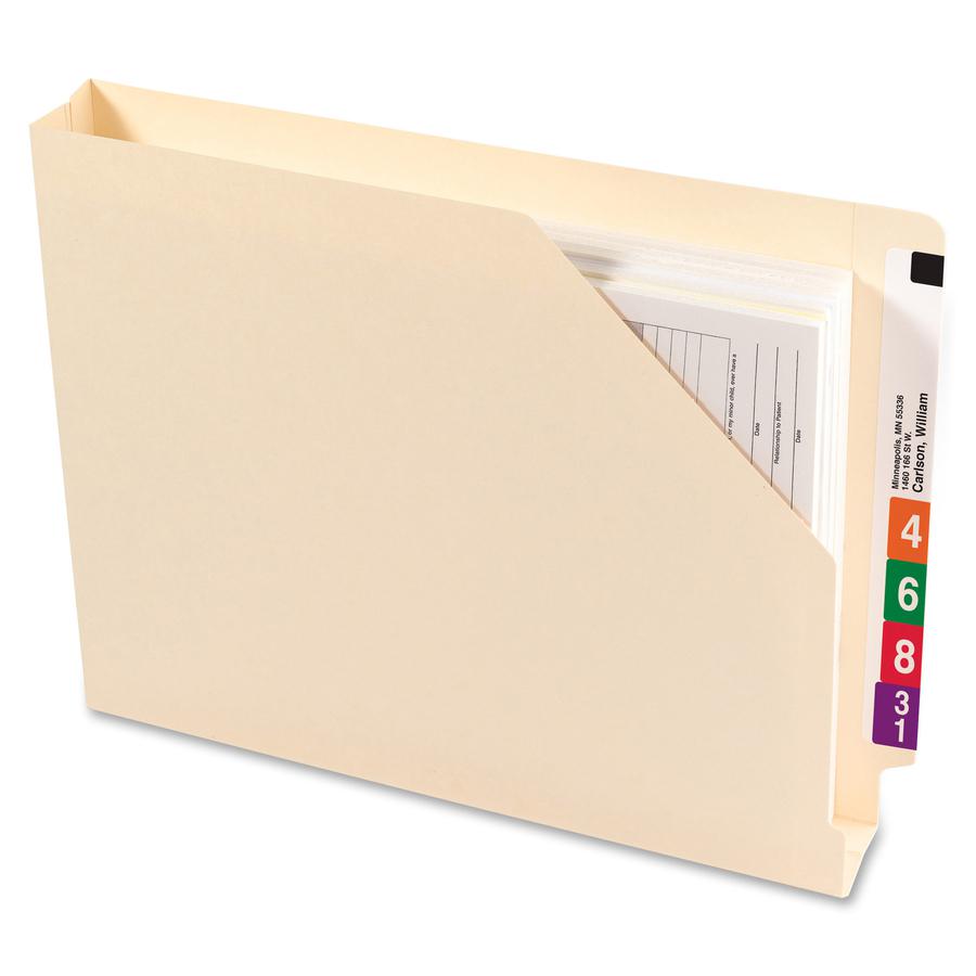 Smead Shelf-Master Straight Tab Cut Letter Recycled File Jacket - 8 1/2" x 11" - 1 1/2" Expansion - 14 pt. - 2 Plys - Manila - 10% Recycled - 50 / Box. Picture 5