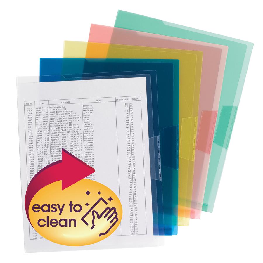 Smead Letter File Jacket - 8 1/2" x 11" - Polypropylene - Blue, Clear, Green, Red, Yellow - 5 / Pack. Picture 5