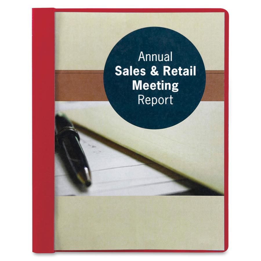Smead Letter Recycled Report Cover - 8 1/2" x 11" - 3 Fastener - 1/2" for Folder - 12 pt. - Vinyl, Metal - Red - 50% Recycled - 25 / Box. Picture 7