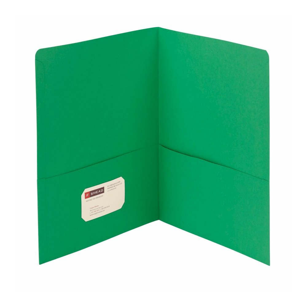 Smead Letter Recycled Pocket Folder - 8 1/2" x 11" - 100 Sheets Capacity - Folder - 2 Pocket - 11 pt. - Leatherette - Green - 10% Recycled - 25 / Box. Picture 2