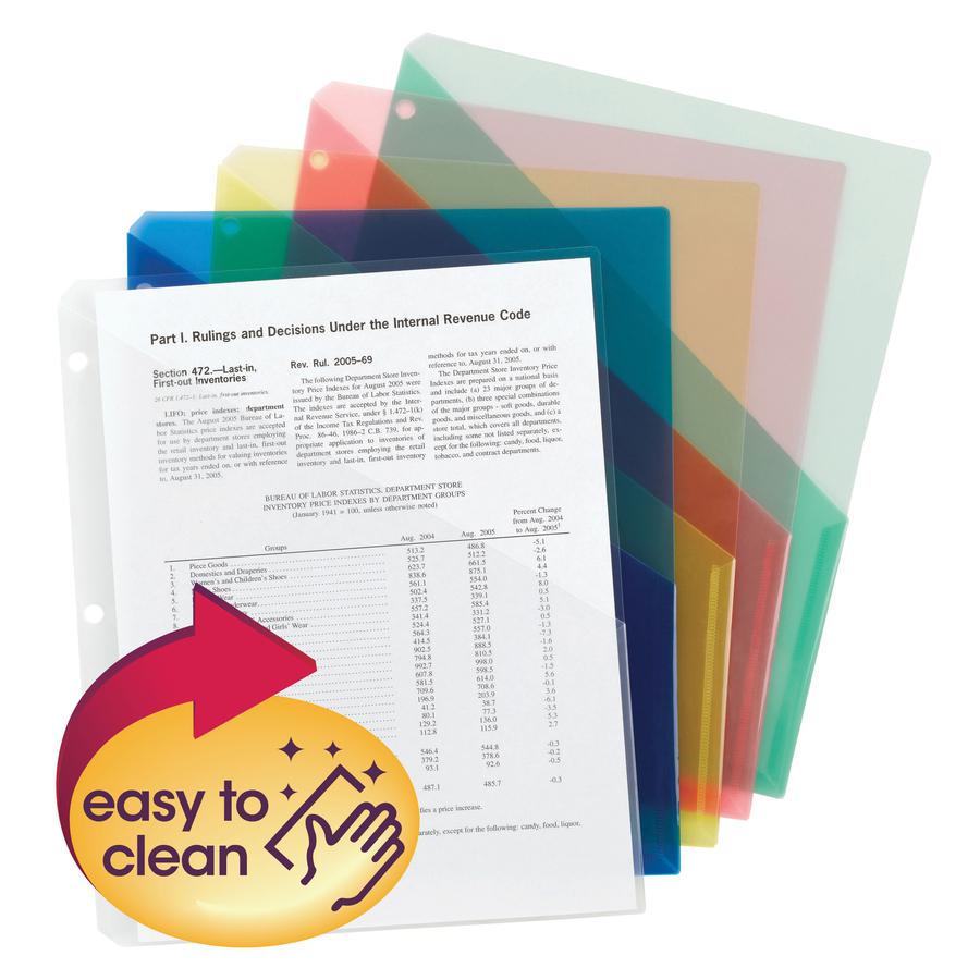 Smead Letter File Jacket - 8 1/2" x 11" - Poly - Clear, Green, Red, Yellow, Blue - 5 / Pack. Picture 4