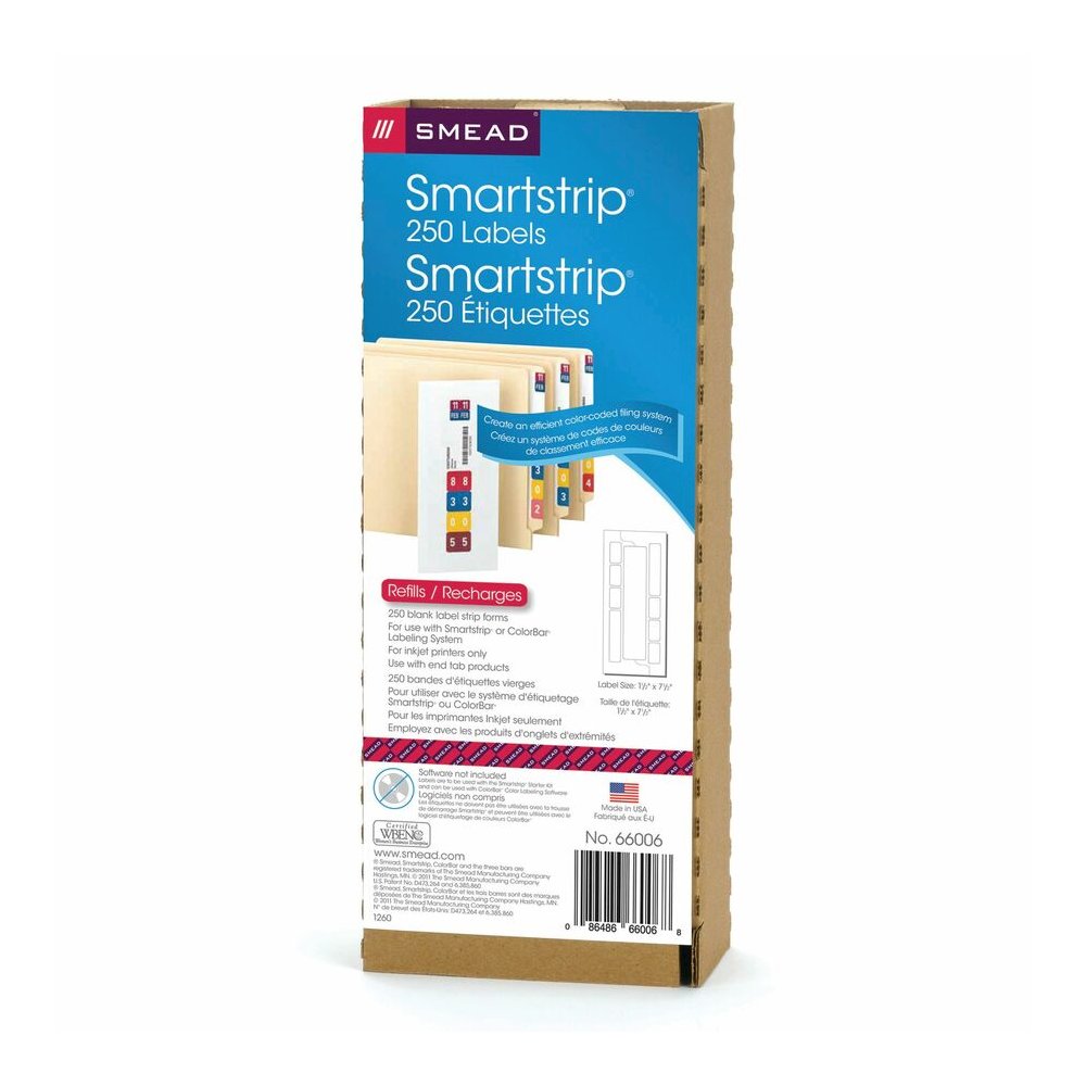 Smead Smartstrip Labeling System ColorBar Refill Labels - 7 1/2" Width x 1 1/2" Length - Inkjet. Picture 2