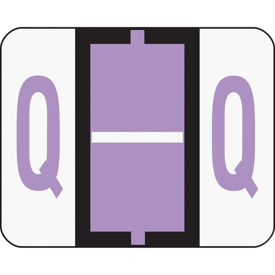 Smead BCCR Bar-Style Color-Coded Labels - "Alphabet" - 1 1/4" Width x 1" Length - Lavender - 500 / Roll - 500 / Roll. Picture 3