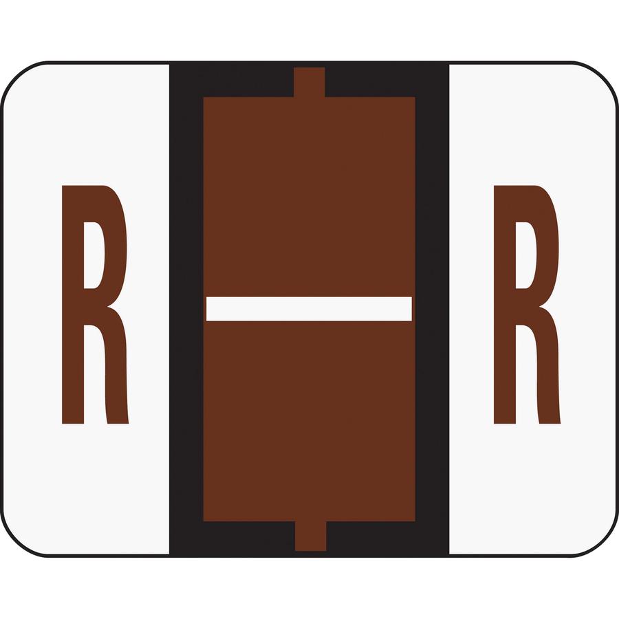 Smead BCCR Bar-Style Color-Coded Labels - "Alphabet" - 1 1/4" Width x 1" Length - Brown - 500 / Roll - 500 / Roll. Picture 2