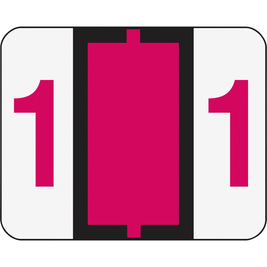 Smead BCCRN Bar-Style Color-Coded Labels - "Number" - 1 1/4" Width x 1" Length - Red - 500 / Roll. Picture 2
