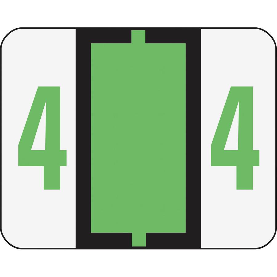 Smead BCCRN Bar-Style Color-Coded Labels - "Number" - 1 1/4" Width x 1" Length - Light Green - 500 / Roll. Picture 2