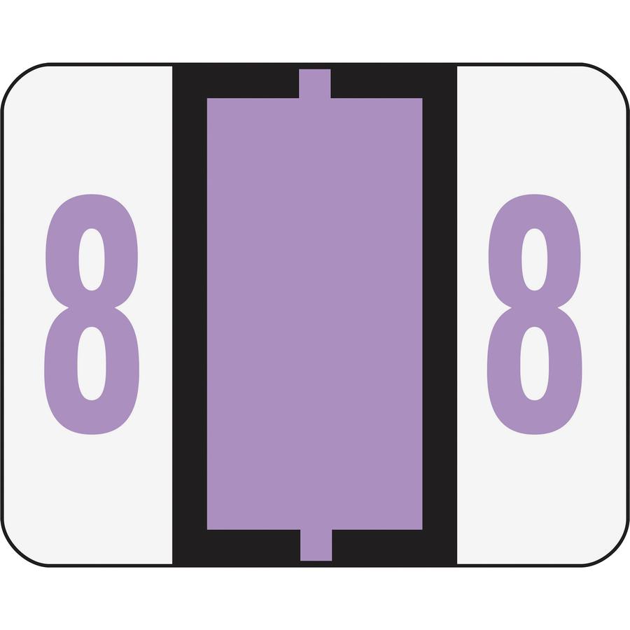 Smead BCCRN Bar-Style Color-Coded Labels - "Number" - 1 1/4" Width x 1" Length - Lavender - 500 / Roll. Picture 3
