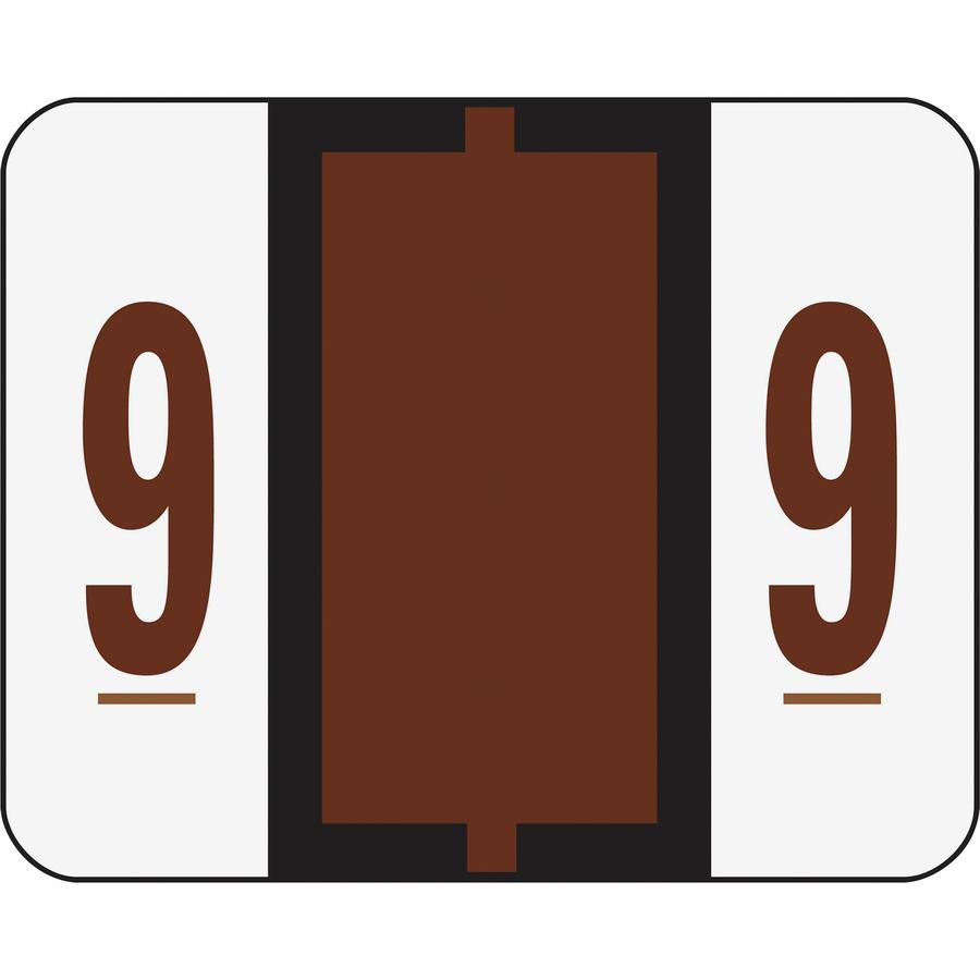 Smead BCCRN Bar-Style Color-Coded Labels - "Number" - 1 1/4" Width x 1" Length - Brown - 500 / Roll. Picture 2
