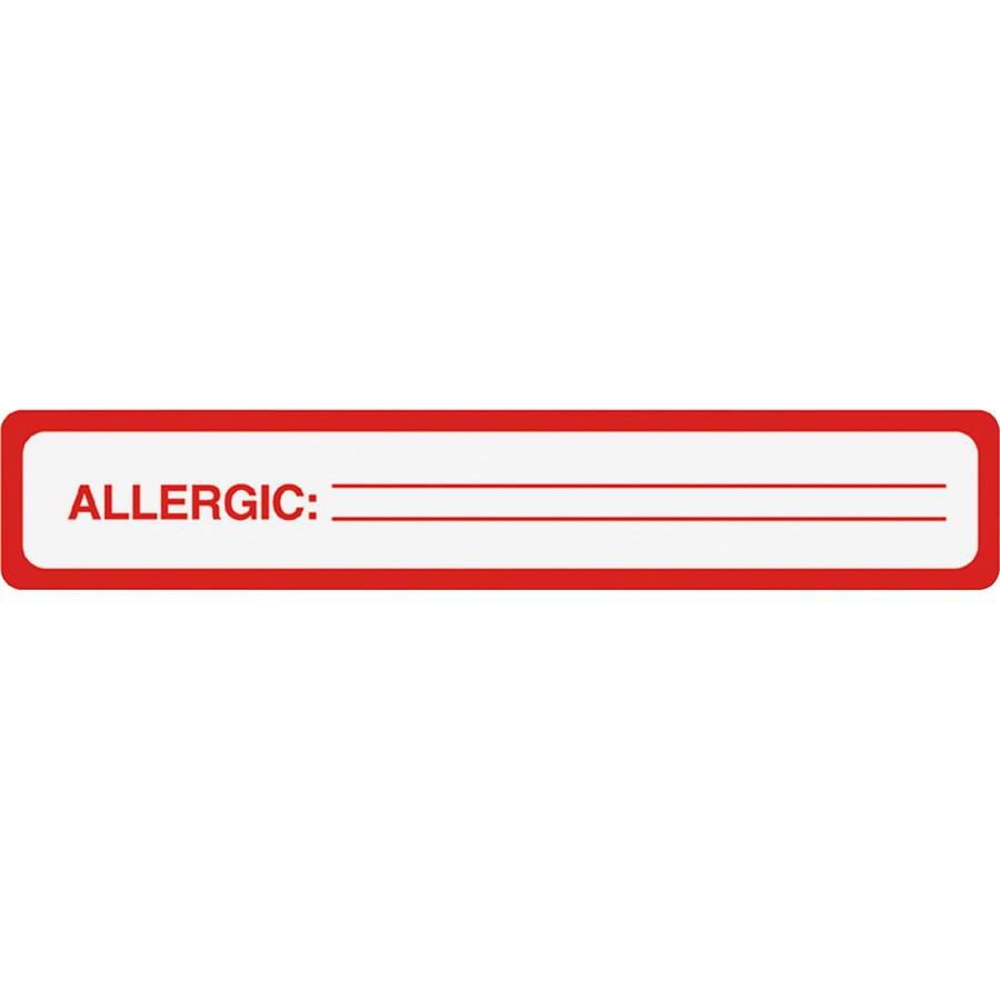 Tabbies ALLERGIC Allergy Message Labels - 5 1/2" Width x 1" Length - Black, Black - 175 / Roll. Picture 2